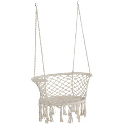 ARRIGONI Hamac De Jardin Style Boho Chic Chaise Suspendue Macrame Creme 80x60x36 Cm - Publicité ARRIGONI Hamac De Jardin Style Boho Chic Chaise Suspendue Macrame Creme 80x60x36 Cm - Publicité