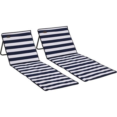 ARRIGONI Lot De 2 Tapis De Plage Rembourré Dossier Inclinable Multi-positions Sangle De Transport Inclus Métal Polyester - Publicité ARRIGONI Lot De 2 Tapis De Plage Rembourré Dossier Inclinable Multi-positions Sangle De Transport Inclus Métal Polyester - Publicité