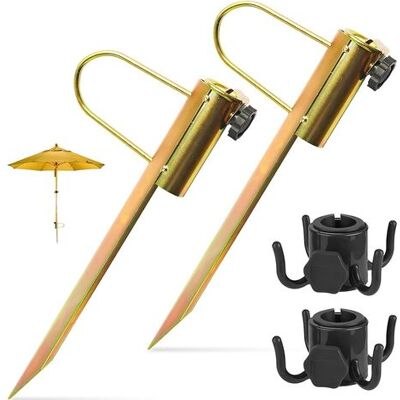 SANS MARQUE 2pcs Pied De Parasol Métal Adulte Unisexe Avec Poignée & Haken, 42cm Support Douille De Sol Jardin, Supports Mâts Parapluie Diamètre Réglable 22-32cm, Ancre Au Sol Parasols Piquer Pour Terre, Sable - Publicité SANS MARQUE 2pcs Pied De Parasol Métal Adulte Unisexe Avec Poignée & Haken, 42cm Support Douille De Sol Jardin, Supports Mâts Parapluie Diamètre Réglable 22-32cm, Ancre Au Sol Parasols Piquer Pour Terre, Sable - Publicité
