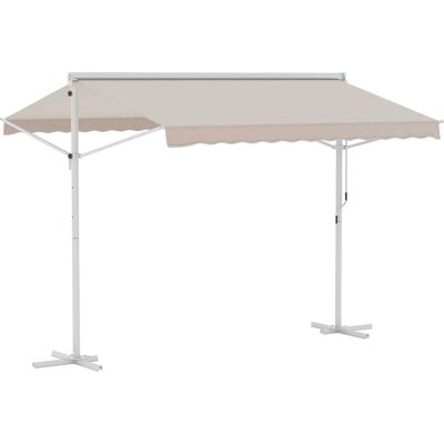 ACKERMAN Marquise Rétractable Outsunny 3x3m Avec Bras Articulé Et Manivelle, Beige, Idéal Pour Terrasse Et Jardin - Publicité ACKERMAN Marquise Rétractable Outsunny 3x3m Avec Bras Articulé Et Manivelle, Beige, Idéal Pour Terrasse Et Jardin - Publicité