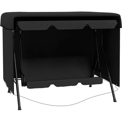 ARRIGONI Housse De Protection Balancelle De Jardin Bâche Étanche Dim. 2,15l X 1,55l X 1,5h M Pe Noir - Publicité ARRIGONI Housse De Protection Balancelle De Jardin Bâche Étanche Dim. 2,15l X 1,55l X 1,5h M Pe Noir - Publicité