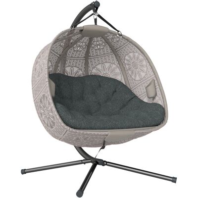 HEAT Fauteuil Suspendu Avec Support, Balancelle Suspendue En Forme D'Œuf Avec Coussin Amovible Et Lavable, Hamac Pour 2 Personnes, Fauteuil À Bascule D'Intérieur/extérieur, Sable Et Noir - Publicité HEAT Fauteuil Suspendu Avec Support, Balancelle Suspendue En Forme D'Œuf Avec Coussin Amovible Et Lavable, Hamac Pour 2 Personnes, Fauteuil À Bascule D'Intérieur/extérieur, Sable Et Noir - Publicité