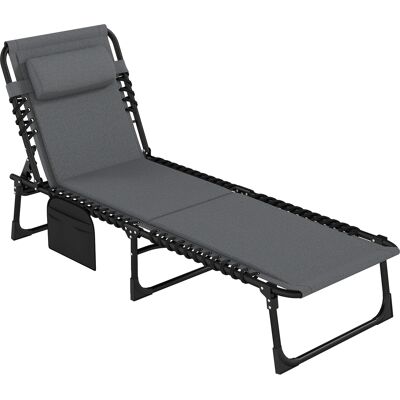 ACKERMAN Transat Pliant De Jardin Avec Appui-tête/poche, Dossier 5 Positions, Rembourré, Charge 120kg, Résiste Intempéries, Pour Plage/camping, Gris Foncé - Publicité ACKERMAN Transat Pliant De Jardin Avec Appui-tête/poche, Dossier 5 Positions, Rembourré, Charge 120kg, Résiste Intempéries, Pour Plage/camping, Gris Foncé - Publicité
