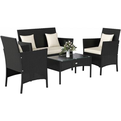 ARRIGONI Ensemble De Jardin 4 Pieces En Rotin Avec 2 Chaises Fauteuil 2 Places Et Table Basse - Publicité ARRIGONI Ensemble De Jardin 4 Pieces En Rotin Avec 2 Chaises Fauteuil 2 Places Et Table Basse - Publicité