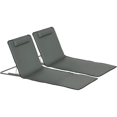 ARRIGONI Lot De 2 Tapis De Plage Pliants Avec Dossier Réglable 5 Positions, Appui-tête, Tissu Oxford, Sac De Transport - Publicité ARRIGONI Lot De 2 Tapis De Plage Pliants Avec Dossier Réglable 5 Positions, Appui-tête, Tissu Oxford, Sac De Transport - Publicité