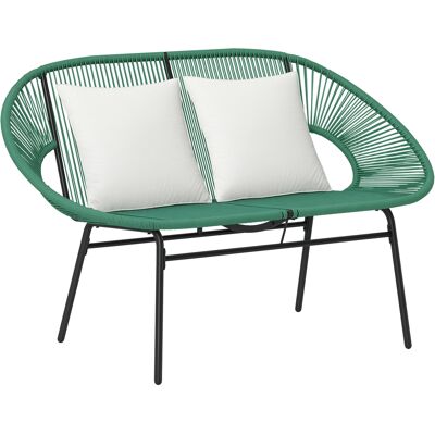 ARRIGONI Banquette Banc De Jardin 2 Places En Acier Et Cordage En Résine Avec 2 Coussins - Dim. 132l X 72l X 83h Cm - Vert Foncé - Publicité ARRIGONI Banquette Banc De Jardin 2 Places En Acier Et Cordage En Résine Avec 2 Coussins - Dim. 132l X 72l X 83h Cm - Vert Foncé - Publicité