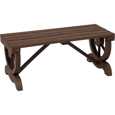 ARRIGONI Banc De Jardin En Bois Avec Assise À Lattes, Roue Décorative, Pour Patio Terrasse Balcon Arrière-cour, Marron - Publicité ARRIGONI Banc De Jardin En Bois Avec Assise À Lattes, Roue Décorative, Pour Patio Terrasse Balcon Arrière-cour, Marron - Publicité
