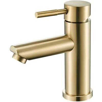 ANGEL CERDA Robinet De Lavabo, Design Moderne Et Élégant, Robinet En Laiton Doré Brossé, Eau Chaude Et Froide. Publicité ANGEL CERDA Robinet De Lavabo, Design Moderne Et Élégant, Robinet En Laiton Doré Brossé, Eau Chaude Et Froide. Publicité