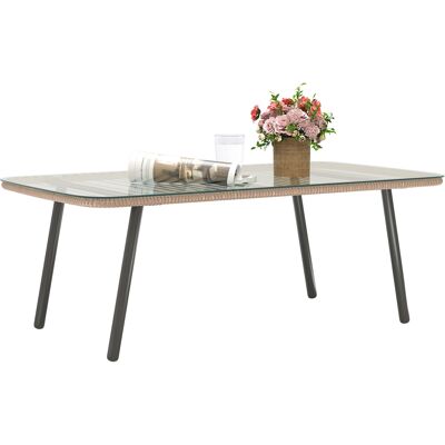 ARRIGONI Table Basse De Jardin Avec Plateau Verre Trempé 5 Mm, Table D'Appoint Pour Extérieur, Cadre En Acier, Effet Bois Naturel - Publicité ARRIGONI Table Basse De Jardin Avec Plateau Verre Trempé 5 Mm, Table D'Appoint Pour Extérieur, Cadre En Acier, Effet Bois Naturel - Publicité