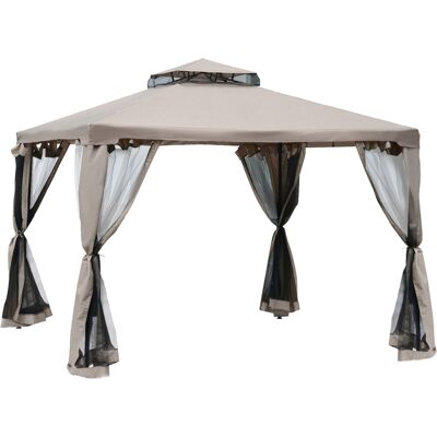 ARRIGONI Tonnlle De Jardin Barnum Pavillion De Jardin 3 X 3 Double Toit Avec Moustiquaires Amovibles Imperméable Gris - Publicité ARRIGONI Tonnlle De Jardin Barnum Pavillion De Jardin 3 X 3 Double Toit Avec Moustiquaires Amovibles Imperméable Gris - Publicité