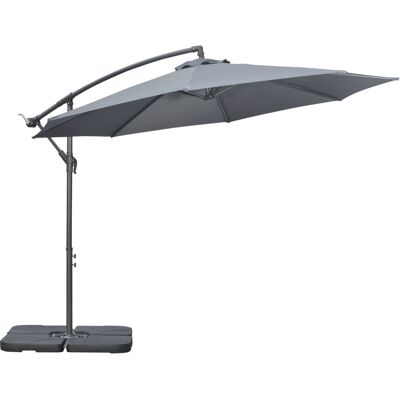 ACKERMAN Parasol Déporté Outsunny Ø2,92 M Avec Manivelle, Parasol De Jardin Avec Poids Et Housse, Pied En Croix En Acier, Oxford Gris Foncé - Publicité ACKERMAN Parasol Déporté Outsunny Ø2,92 M Avec Manivelle, Parasol De Jardin Avec Poids Et Housse, Pied En Croix En Acier, Oxford Gris Foncé - Publicité