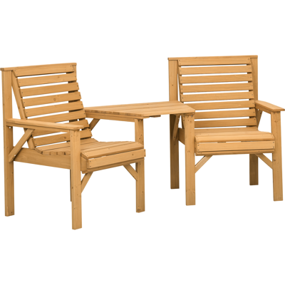 ARRIGONI Ensemble Bistro 3 Pieces En Bois Resistant Aux Intemperies Avec Trou Pour Parasol Marron - Publicité ARRIGONI Ensemble Bistro 3 Pieces En Bois Resistant Aux Intemperies Avec Trou Pour Parasol Marron - Publicité