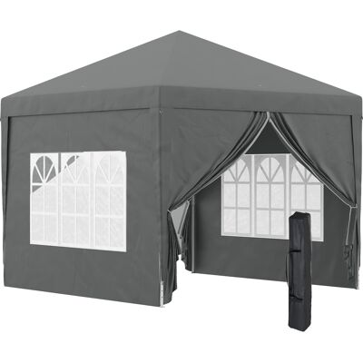 ARRIGONI Tonnelle Tente De Réception Barnum Pop-up Pliant 3 X 3 M 4 Parois Amovibles + Sac De Transport Gris - Publicité ARRIGONI Tonnelle Tente De Réception Barnum Pop-up Pliant 3 X 3 M 4 Parois Amovibles + Sac De Transport Gris - Publicité
