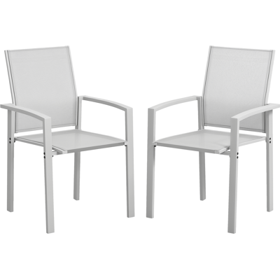 ARRIGONI Lot De 2 Chaises De Jardin Empilables Avec Assise Respirante En Acier Et Textilène 56x58x89 Cm Gris Clair - Publicité ARRIGONI Lot De 2 Chaises De Jardin Empilables Avec Assise Respirante En Acier Et Textilène 56x58x89 Cm Gris Clair - Publicité
