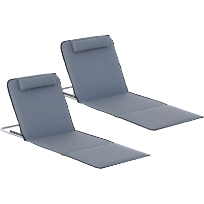 ARRIGONI Lot De 2 Tapis De Plage Rembourré - Lot De 2 Matelas De Plage - Nattes De Plage - Dossier Inclinable Multi-positions - Sac Transport Inclus - Métal Polyester Pe Gris - Publicité ARRIGONI Lot De 2 Tapis De Plage Rembourré - Lot De 2 Matelas De Plage - Nattes De Plage - Dossier Inclinable Multi-positions - Sac Transport Inclus - Métal Polyester Pe Gris - Publicité