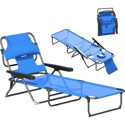 ARRIGONI Transat De Jardin Pliable Avec Dossier Reglable Et Coussin - Publicité ARRIGONI Transat De Jardin Pliable Avec Dossier Reglable Et Coussin - Publicité