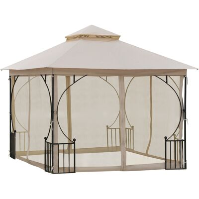 ACKERMAN Tente De Jardin, 295 X 295 X 275 Cm, Double Toit, Moustiquaire, 8 Œillets Sur Le Bord Du Toit, Bonne Aération, Polyester, Beige Et Noir - Publicité ACKERMAN Tente De Jardin, 295 X 295 X 275 Cm, Double Toit, Moustiquaire, 8 Œillets Sur Le Bord Du Toit, Bonne Aération, Polyester, Beige Et Noir - Publicité
