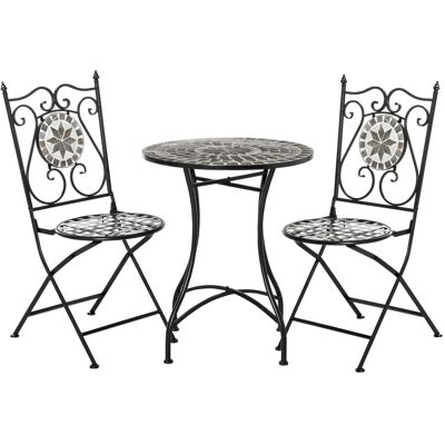 ACKERMAN Outsunny Ensemble De Sièges De Jardin Pour 2 Personnes, Ensemble De Mobilier De Balcon Avec Table Mosaïque Et Chaises Pliables En Métal Avec Carreaux De Céramique Multicolore - Publicité ACKERMAN Outsunny Ensemble De Sièges De Jardin Pour 2 Personnes, Ensemble De Mobilier De Balcon Avec Table Mosaïque Et Chaises Pliables En Métal Avec Carreaux De Céramique Multicolore - Publicité