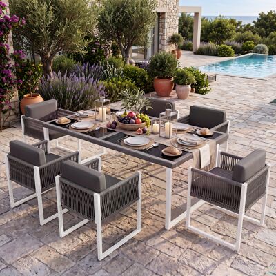 ACKERMAN Ensemble De Salle À Manger En Corde, Mobilier De Jardin, Ensemble Repas De Jardin 6 Personnes Avec Fauteuils, Housse En Tissu Amovible Et Lavable - Publicité ACKERMAN Ensemble De Salle À Manger En Corde, Mobilier De Jardin, Ensemble Repas De Jardin 6 Personnes Avec Fauteuils, Housse En Tissu Amovible Et Lavable - Publicité