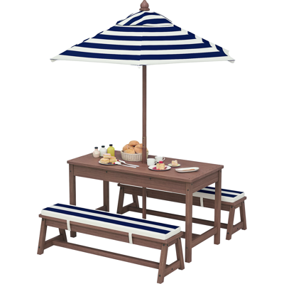 OEM Ensemble Salon De Jardin Extérieur Enfant Coussins Parasol Amovible Rayé Bleu Marine Blanc - Publicité OEM Ensemble Salon De Jardin Extérieur Enfant Coussins Parasol Amovible Rayé Bleu Marine Blanc - Publicité