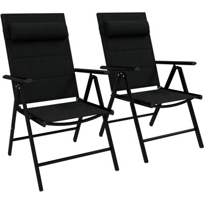 ARRIGONI Lot De 2 Chaises Pliantes De Jardin Avec Appui-tête, Accoudoirs Et Structure En Aluminium Dim. 54 X 67 X 108 Cm Noir - Publicité ARRIGONI Lot De 2 Chaises Pliantes De Jardin Avec Appui-tête, Accoudoirs Et Structure En Aluminium Dim. 54 X 67 X 108 Cm Noir - Publicité