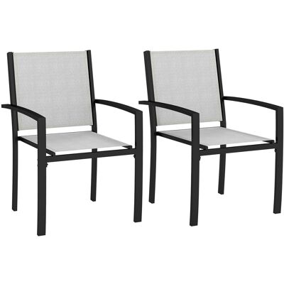 Generic Lot De 2 Chaises De Jardin Chaises Empilables D'Extérieur Avec Accoudoirs, Cadre En Acier 60 X 65 X 85 Cm Gris Clair - Publicité Generic Lot De 2 Chaises De Jardin Chaises Empilables D'Extérieur Avec Accoudoirs, Cadre En Acier 60 X 65 X 85 Cm Gris Clair - Publicité