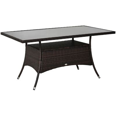 ACKERMAN Table À Manger, Table De Jardin En Résine Tressée, Table En Verre, 150x85x74cm, Verre Trempé, Brun Et Noir, Idéal Pour Jardin Et Terrasse - Publicité ACKERMAN Table À Manger, Table De Jardin En Résine Tressée, Table En Verre, 150x85x74cm, Verre Trempé, Brun Et Noir, Idéal Pour Jardin Et Terrasse - Publicité