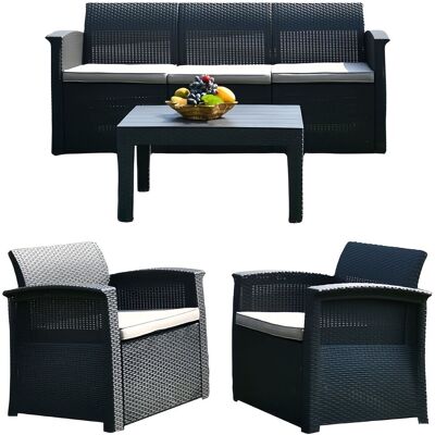 Relaxdays Ensemble Jardin 4 Pièces En Rotin Synthétique, 5 Pers., Canapé 3 Places, 2 Fauteuils Et Table, Extérieur - Publicité Relaxdays Ensemble Jardin 4 Pièces En Rotin Synthétique, 5 Pers., Canapé 3 Places, 2 Fauteuils Et Table, Extérieur - Publicité