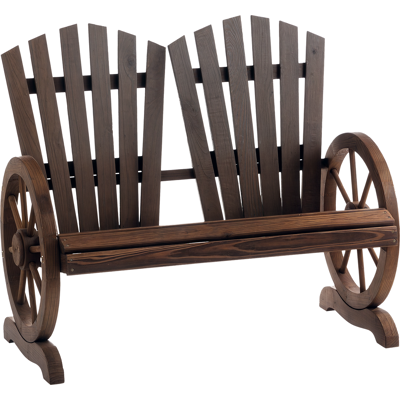 ARRIGONI Banc De Jardin 2 Places Adirondack Style Rustique Chic Accoudoirs Roues Charette Bois Sapin Traité Carbonisation - Publicité ARRIGONI Banc De Jardin 2 Places Adirondack Style Rustique Chic Accoudoirs Roues Charette Bois Sapin Traité Carbonisation - Publicité
