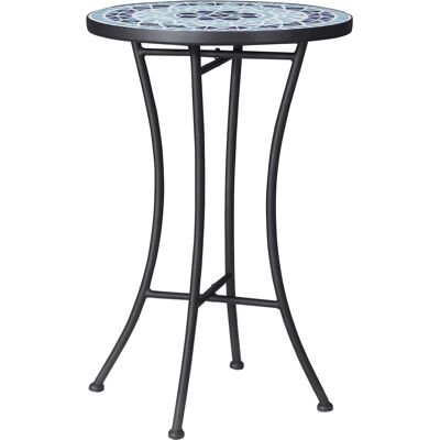 ARRIGONI Table Basse De Jardin Ronde En Metal Avec Plateau En Ceramique Design Mosaique 35,5x53,5cm Bleu - Publicité ARRIGONI Table Basse De Jardin Ronde En Metal Avec Plateau En Ceramique Design Mosaique 35,5x53,5cm Bleu - Publicité