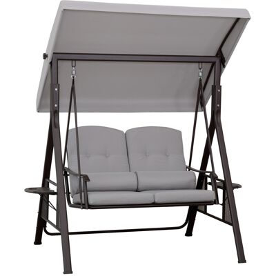 OEM Balancelle Jardin 2 Places Outsunny Auvent Parasol Coussins Plateau Tablette Métal Polyester Gris Moderne 162x118x173 Cm Relaxation Jardin Terrasse - Publicité OEM Balancelle Jardin 2 Places Outsunny Auvent Parasol Coussins Plateau Tablette Métal Polyester Gris Moderne 162x118x173 Cm Relaxation Jardin Terrasse - Publicité