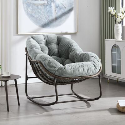 ACKERMAN Fauteuil À Bascule En Rotin D'Extérieur, Balancelle Assise Rembourrée Avec Dossier Pour Entrée Avant, Salon, Patio, Jardin - Publicité ACKERMAN Fauteuil À Bascule En Rotin D'Extérieur, Balancelle Assise Rembourrée Avec Dossier Pour Entrée Avant, Salon, Patio, Jardin - Publicité