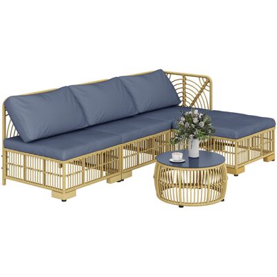 ARRIGONI Salon De Jardin En Resine Tressee Avec Canape Modulable Et Table Gris - Publicité ARRIGONI Salon De Jardin En Resine Tressee Avec Canape Modulable Et Table Gris - Publicité