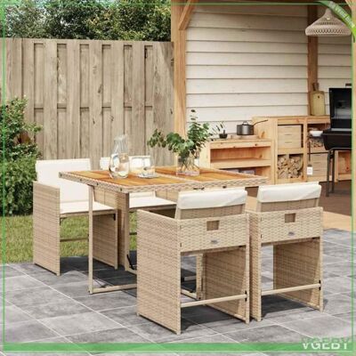 OEM Ensemble À Manger De Jardin - Faf7291712415500 - Poly Rotin Beige - Plateau Acacia - 4 Places Avec Coussins Amovibles - Publicité OEM Ensemble À Manger De Jardin - Faf7291712415500 - Poly Rotin Beige - Plateau Acacia - 4 Places Avec Coussins Amovibles - Publicité