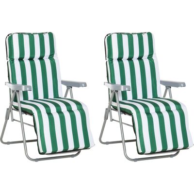 ACKERMAN Chaises Pliantes, Chaise De Jardin, Transat Avec Accoudoirs, Pliable, 5 Positions, Garniture Vert Et Blanc, 60 X 75 X 102 Cm Pour Jardin Et Terrasse - Publicité ACKERMAN Chaises Pliantes, Chaise De Jardin, Transat Avec Accoudoirs, Pliable, 5 Positions, Garniture Vert Et Blanc, 60 X 75 X 102 Cm Pour Jardin Et Terrasse - Publicité