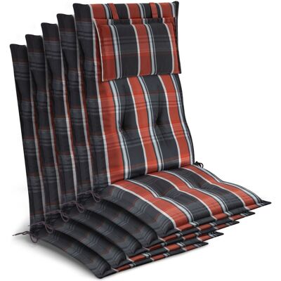 BEAUTISSU 5 Coussins Pour Chaises De Jardin À Dossier Haut 120 X 50 X 7 Cm, À Carreaux Gris-orange-blanc - Publicité BEAUTISSU 5 Coussins Pour Chaises De Jardin À Dossier Haut 120 X 50 X 7 Cm, À Carreaux Gris-orange-blanc - Publicité