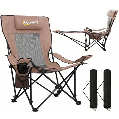 ARRIGONI Set De 2 Chaises De Camping Pieghevoli En Tissu Oxford Et Métal Avec Pieds À Pieds Empilables, Marron Et Noir - Publicité ARRIGONI Set De 2 Chaises De Camping Pieghevoli En Tissu Oxford Et Métal Avec Pieds À Pieds Empilables, Marron Et Noir - Publicité