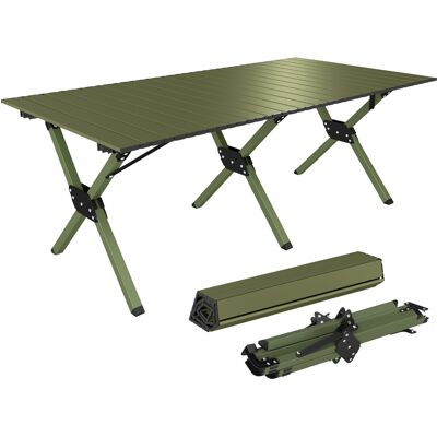 ARRIGONI Table Rabattable 116 Cm, Table De Pique-nique Étanche Avec Surface Roulante Et Cadre Métallique, Vert - Publicité ARRIGONI Table Rabattable 116 Cm, Table De Pique-nique Étanche Avec Surface Roulante Et Cadre Métallique, Vert - Publicité