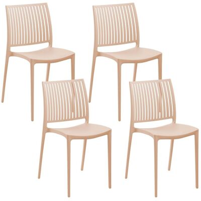 BELIANI Lot De 4 Chaises De Jardin En Plastique Synthétique Empilable Meuble D'Extérieur Beige Sable Illumani - Publicité BELIANI Lot De 4 Chaises De Jardin En Plastique Synthétique Empilable Meuble D'Extérieur Beige Sable Illumani - Publicité
