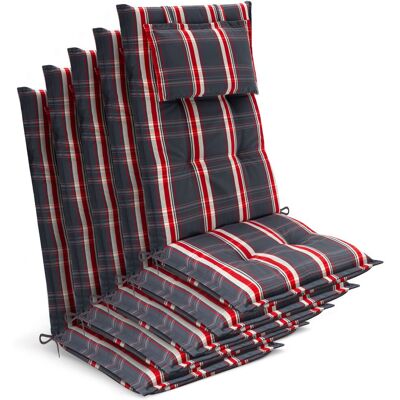 BEAUTISSU 5 Coussins De Siège De Jardin À Dossier Haut 120 X 50 X 7 Cm, À Carreaux Gris Et Rouges - Publicité BEAUTISSU 5 Coussins De Siège De Jardin À Dossier Haut 120 X 50 X 7 Cm, À Carreaux Gris Et Rouges - Publicité