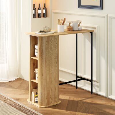 SANMINE HABITAT Table Haute Mange Debout. Table De Bar Avec 3 Étagères De Rangement Et Pieds En Métal. 112x50x106cm. Bois Naturel - Publicité SANMINE HABITAT Table Haute Mange Debout. Table De Bar Avec 3 Étagères De Rangement Et Pieds En Métal. 112x50x106cm. Bois Naturel - Publicité
