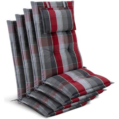 BEAUTISSU 4 Coussins D'Assise Pour Chaises De Jardin À Dossier Haut 120 X 50 X 7 Cm, À Carreaux Gris-rouge-bleu Clair - Publicité BEAUTISSU 4 Coussins D'Assise Pour Chaises De Jardin À Dossier Haut 120 X 50 X 7 Cm, À Carreaux Gris-rouge-bleu Clair - Publicité