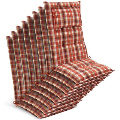 BEAUTISSU 8 Coussins De Chaise De Jardin À Dossier Haut 120 X 50 X 7 Cm, À Carreaux Orange-rouge-vert - Publicité BEAUTISSU 8 Coussins De Chaise De Jardin À Dossier Haut 120 X 50 X 7 Cm, À Carreaux Orange-rouge-vert - Publicité