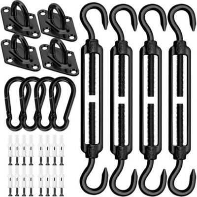 ABYSSE Kit De Fixation Pour Voile D'Ombrage - 40 Pièces - Robuste - En Acier Inoxydable 304 - Pour Installation D'Auvent De Jardin Triangulaire, Rectangulaire Et Carré (m6 Noir) - Publicité ABYSSE Kit De Fixation Pour Voile D'Ombrage - 40 Pièces - Robuste - En Acier Inoxydable 304 - Pour Installation D'Auvent De Jardin Triangulaire, Rectangulaire Et Carré (m6 Noir) - Publicité