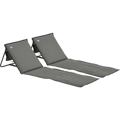 ARRIGONI Lot De 2 Tapis De Plage Rembourré Dossier Inclinable Multi-positions Acier Polyester Gris - Publicité ARRIGONI Lot De 2 Tapis De Plage Rembourré Dossier Inclinable Multi-positions Acier Polyester Gris - Publicité