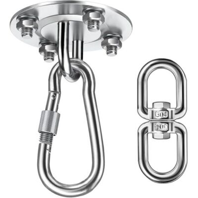 ABYSSE Crochet De Plafond Robuste, Capacité De Charge De 400 Kg, Rotation À 360°, Kit De Suspension Pour Hamac En Acier Inoxydable - Publicité ABYSSE Crochet De Plafond Robuste, Capacité De Charge De 400 Kg, Rotation À 360°, Kit De Suspension Pour Hamac En Acier Inoxydable - Publicité