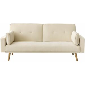 LOUNGITUDE Canapé droit scandinave elga convertible 3 places en tissu - Beige - Beige - Publicité