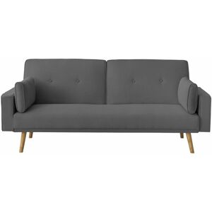 LOUNGITUDE Canapé droit scandinave elga convertible 3 places en tissu - Gris foncé - Gris foncé - Publicité