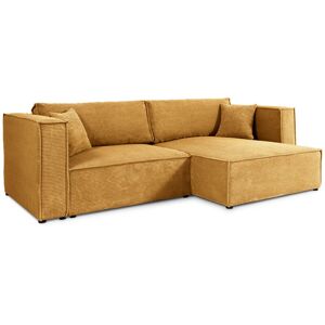 PETITS-MEUBLES Canapé D'Angle Réversible Convertible 3 Places Jimmy Velours Côtelé Jaune - Publicité PETITS-MEUBLES Canapé D'Angle Réversible Convertible 3 Places Jimmy Velours Côtelé Jaune - Publicité