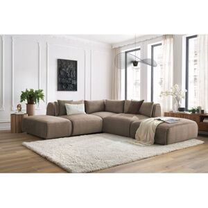 Bobochic - Canapé D'Angle Fixe Modulable Jeanne Tissu Velours Avec 2 Chauffeuses, 1 Angle Et 2 Poufs Réversible Taupe - Publicité Bobochic - Canapé D'Angle Fixe Modulable Jeanne Tissu Velours Avec 2 Chauffeuses, 1 Angle Et 2 Poufs Réversible Taupe - Publicité